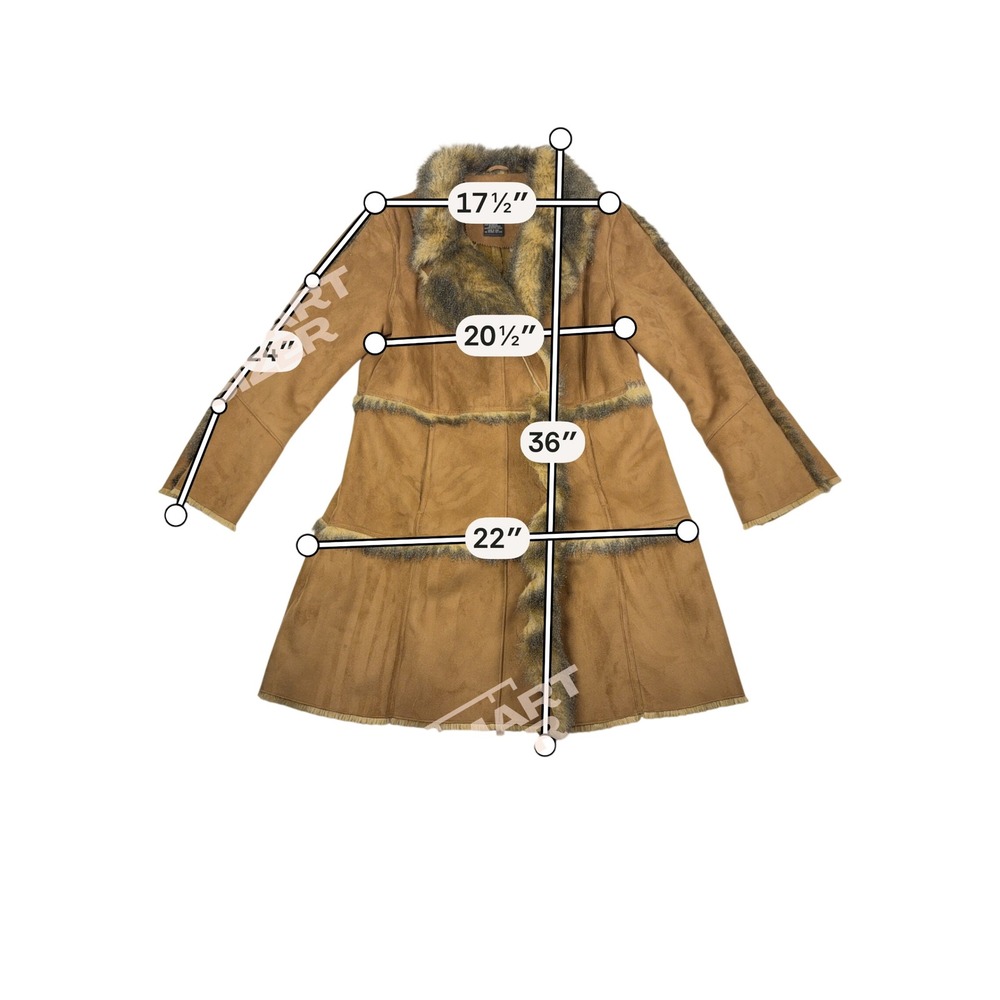 Vintage Penny Lane Afghan Faux Suede‎ Fur Trim Long Coat Womens Large Brown - Picture 11 of 11
